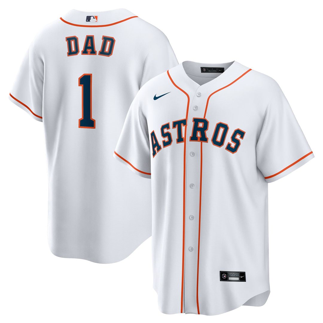 Houston Astros White #1 Dad Home Replica Baseball Jersey