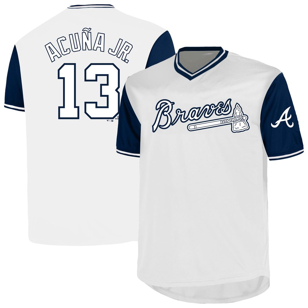 Atlanta Braves Ronald Acuña Jr. Profile White Big & Tall Name & Number Baseball Jersey