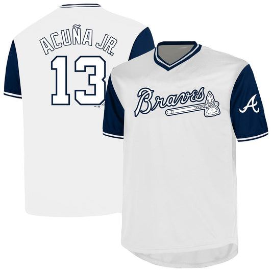 Atlanta Braves Ronald Acuña Jr. Profile White Big & Tall Name & Number Baseball Jersey