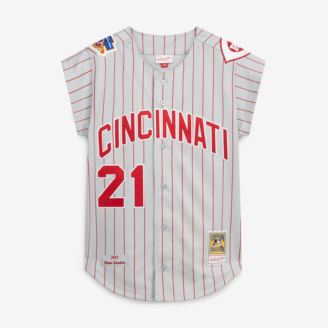 Cincinnati Reds Deion Sanders Gray 1997 Authentic Baseball Jersey | MLB Baseball Jersey