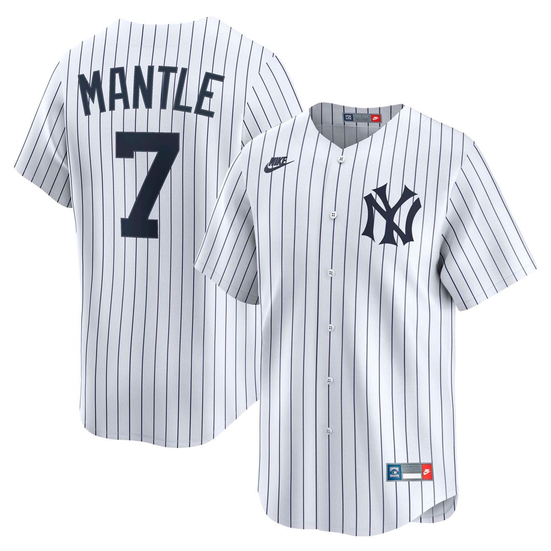 New York Yankees Mickey Mantle White Throwback Cooperstown Collection Limited Baseball Jersey