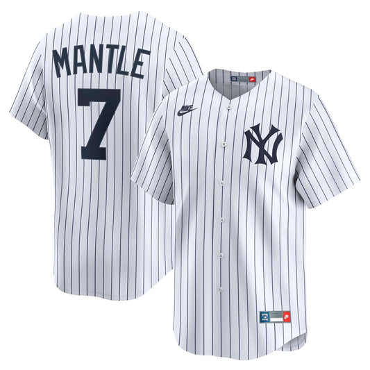New York Yankees Mickey Mantle White Throwback Cooperstown Collection Limited Baseball Jersey
