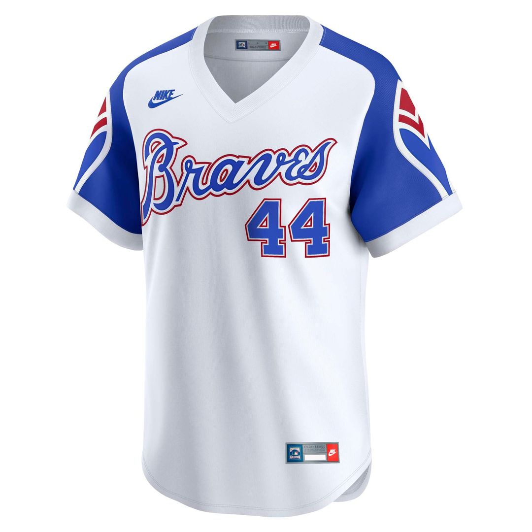 Atlanta Braves Hank Aaron White Throwback Cooperstown Collection Limited Baseball Jersey | MLB Baseball Jersey