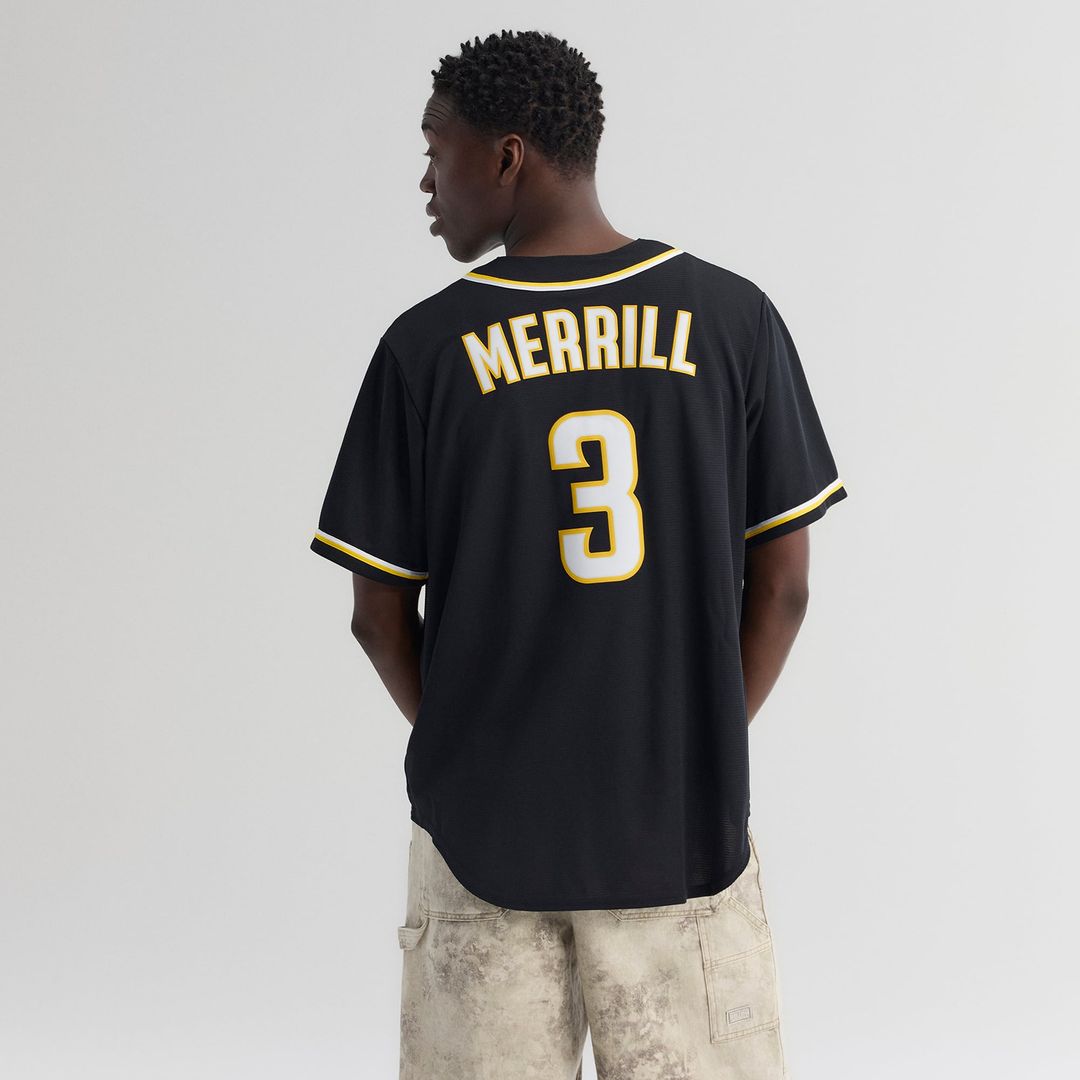 San Diego Padres Jackson Merrill Fashion Replica Black Out Baseball Jersey | MLB Baseball Jersey