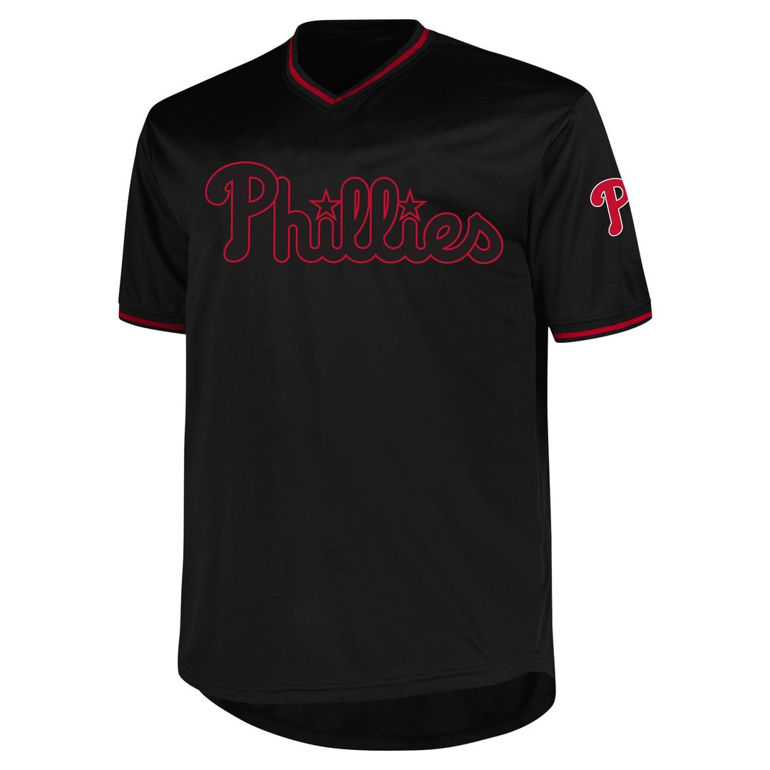 Philadelphia Phillies Profile Black Big & Tall Pop Fashion Baseball Jersey | MLB Baseball Jersey