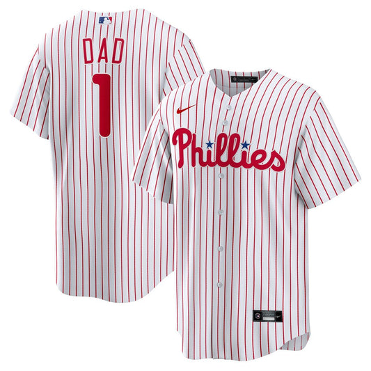 Philadelphia Phillies White #1 Dad Home Replica Baseball Jersey