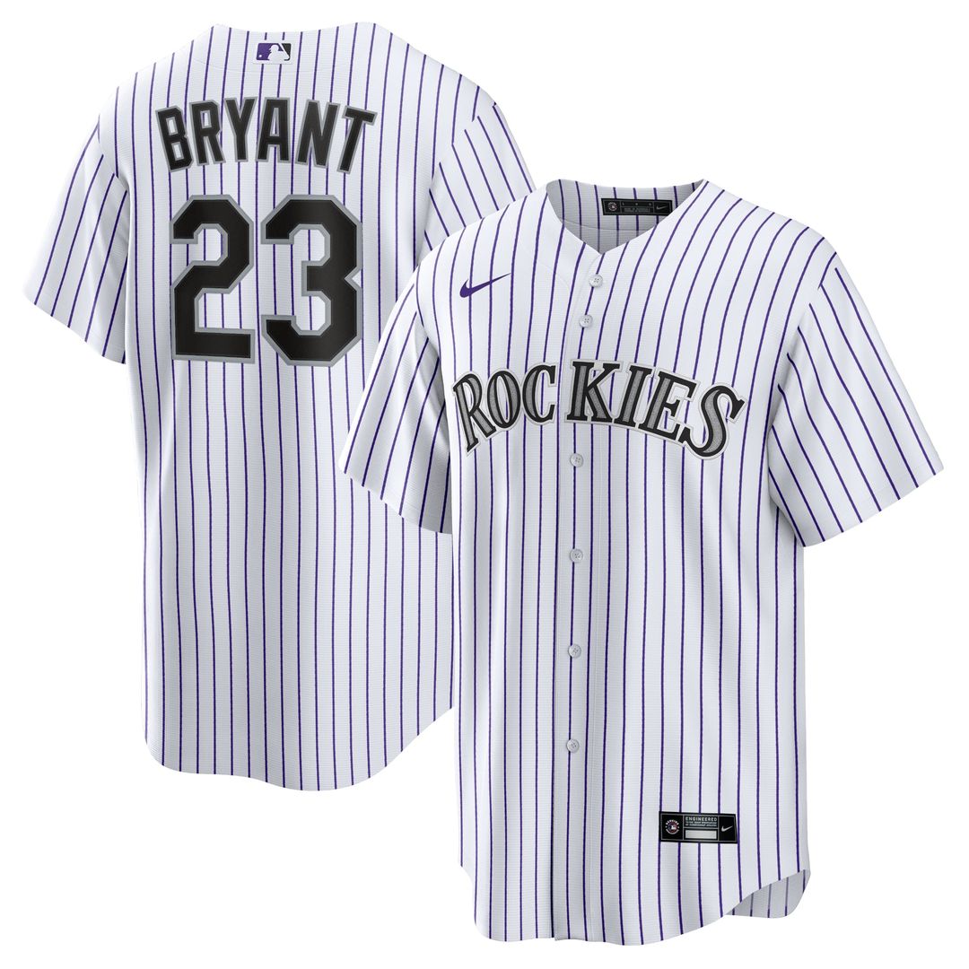 Colorado Rockies Kris Bryant White/Purple Replica Baseball Jersey