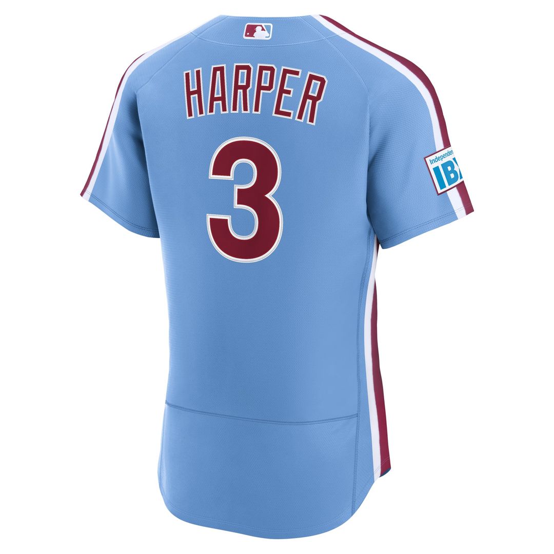 Philadelphia Phillies Bryce Harper Cream Alternate Authentic Sponsor Patch Baseball Jersey | MLB Baseball Jersey