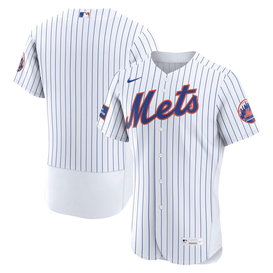 New York Mets White Home Sponsor Patch Authentic Baseball Jersey