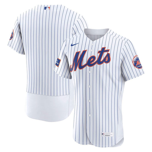 New York Mets White Home Sponsor Patch Authentic Baseball Jersey