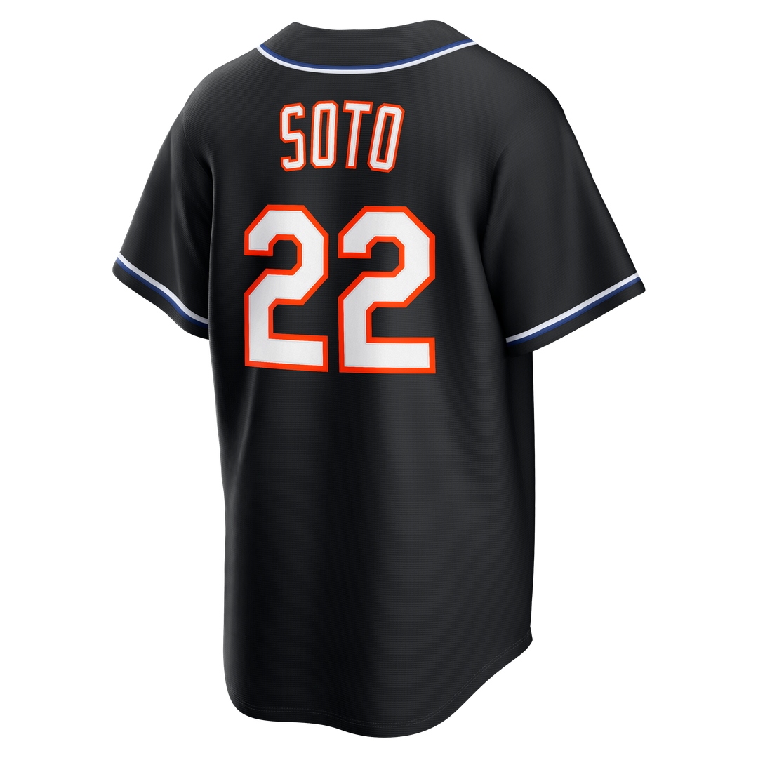New York Mets Juan Soto Fashion Replica Black Out Baseball Jersey | MLB Baseball Jersey