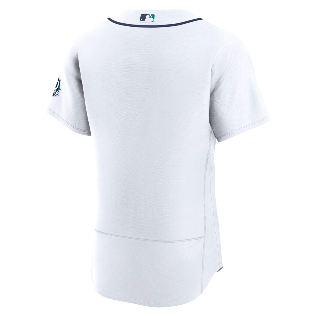 Seattle Mariners White 50th Anniversary Patch Home Authentic Baseball Jersey | MLB Baseball Jersey