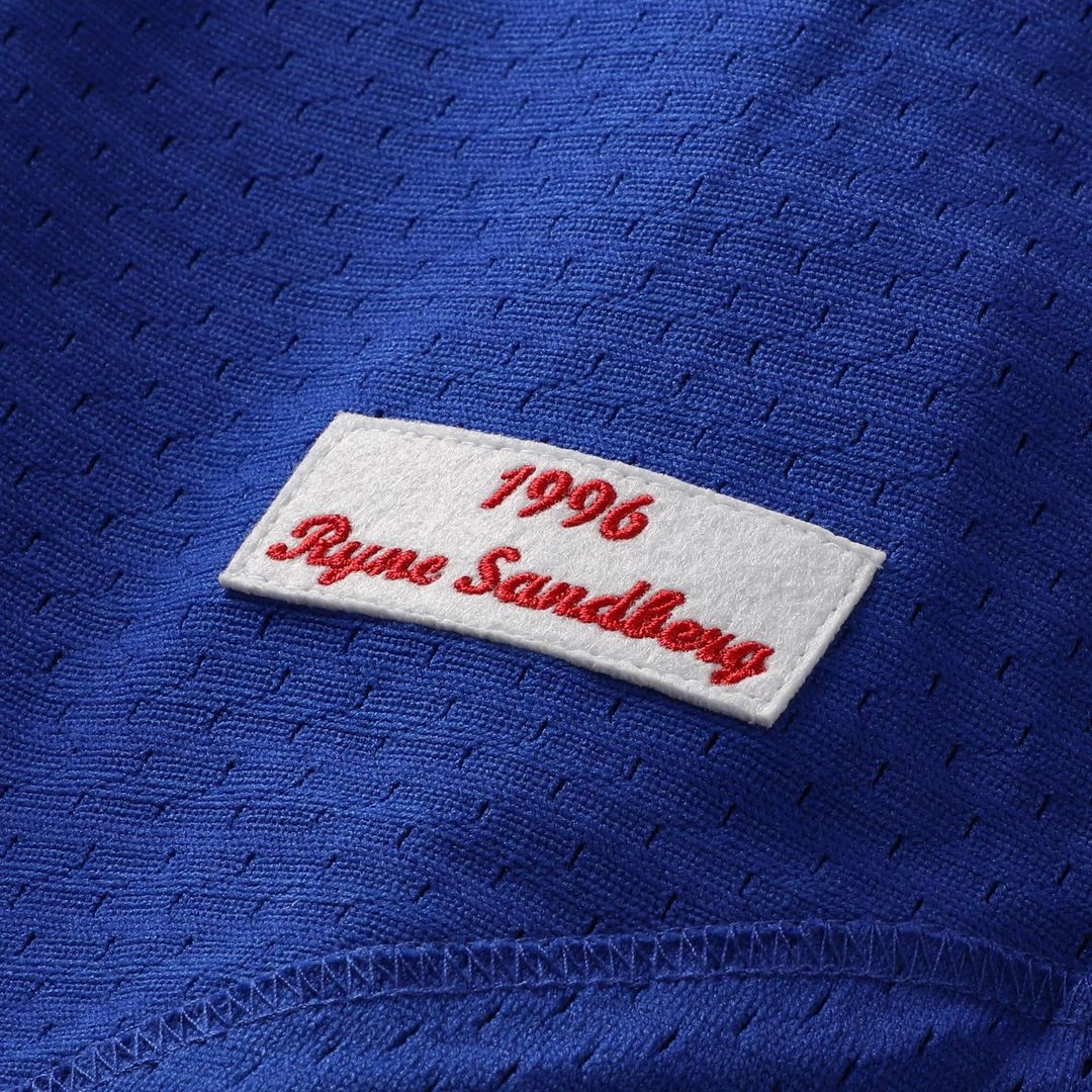 Chicago Cubs Ryne Sandberg Royal Cooperstown Collection 1996 Mesh Batting Practice Button-Up Baseball Jersey | MLB Baseball Jersey