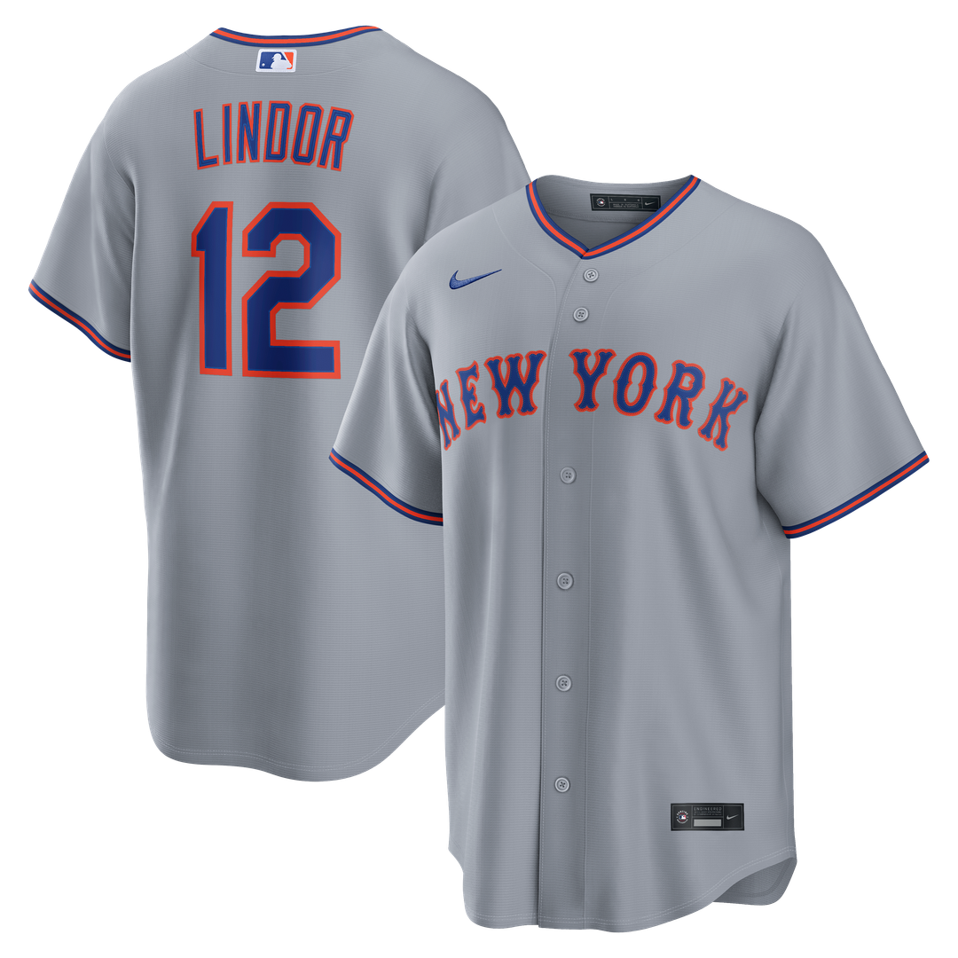 New York Mets Francisco Lindor Gray Road Replica Baseball Jersey | MLB Baseball Jersey