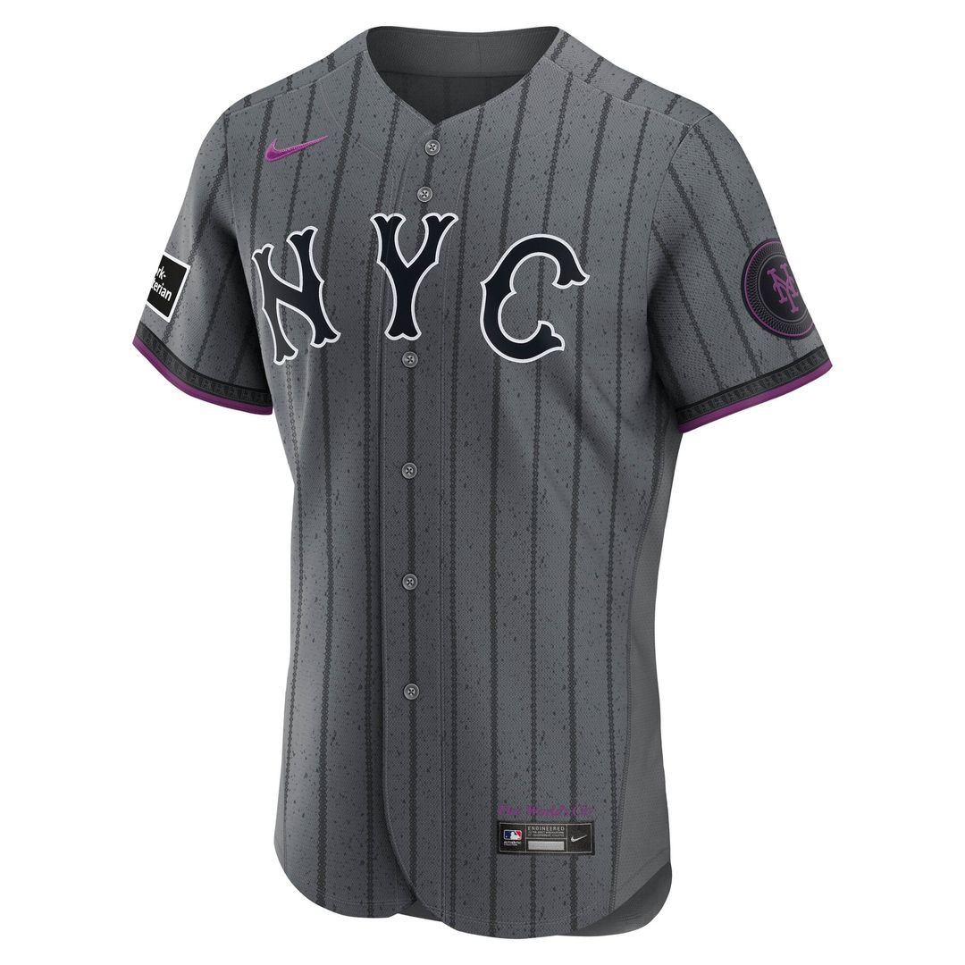 New York Mets Francisco Lindor Gray City Connect Authentic Sponsor Patch Baseball Jersey | MLB Baseball Jersey