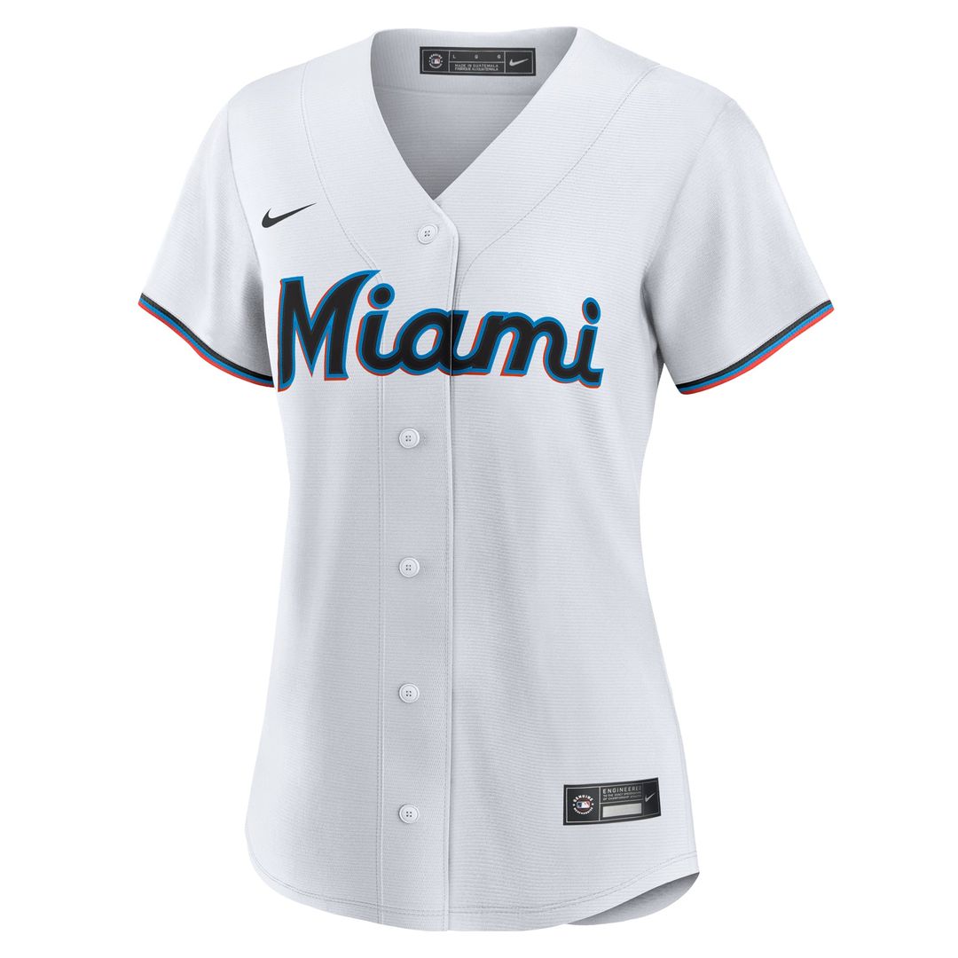 Miami Marlins Connor Norby White Home Replica Baseball Jersey - Women's | MLB Baseball Jersey