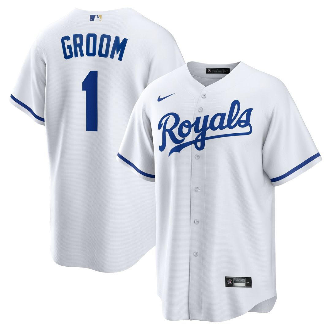 Kansas City Royals White #1 Groom Home Replica Baseball Jersey
