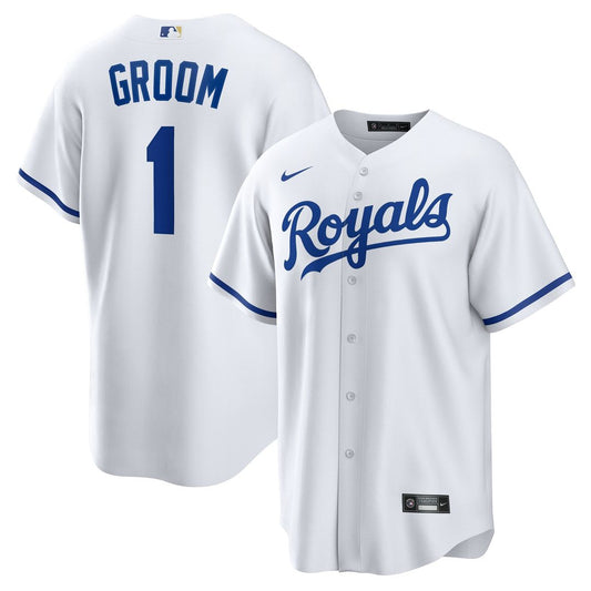 Kansas City Royals White #1 Groom Home Replica Baseball Jersey