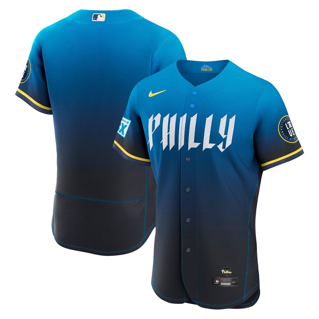 Philadelphia Phillies Navy City Connect Authentic Sponsor Patch Baseball Jersey