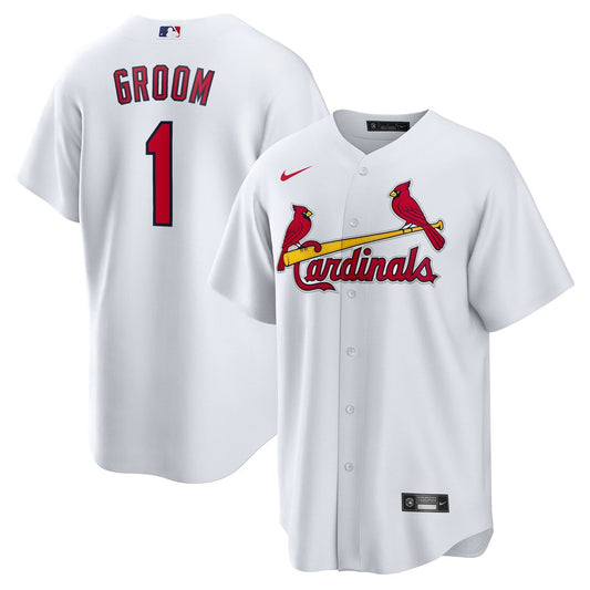 St. Louis Cardinals White #1 Groom Home Replica Baseball Jersey