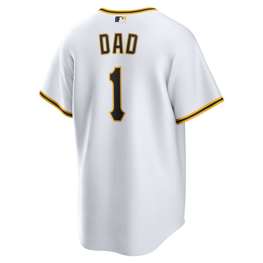 Pittsburgh Pirates White #1 Dad Home Replica Baseball Jersey | MLB Baseball Jersey