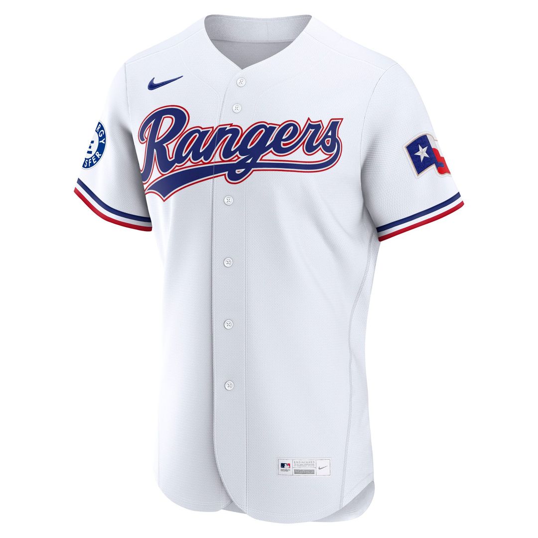 Texas Rangers White Home Sponsor Patch Authentic Baseball Jersey | MLB Baseball Jersey
