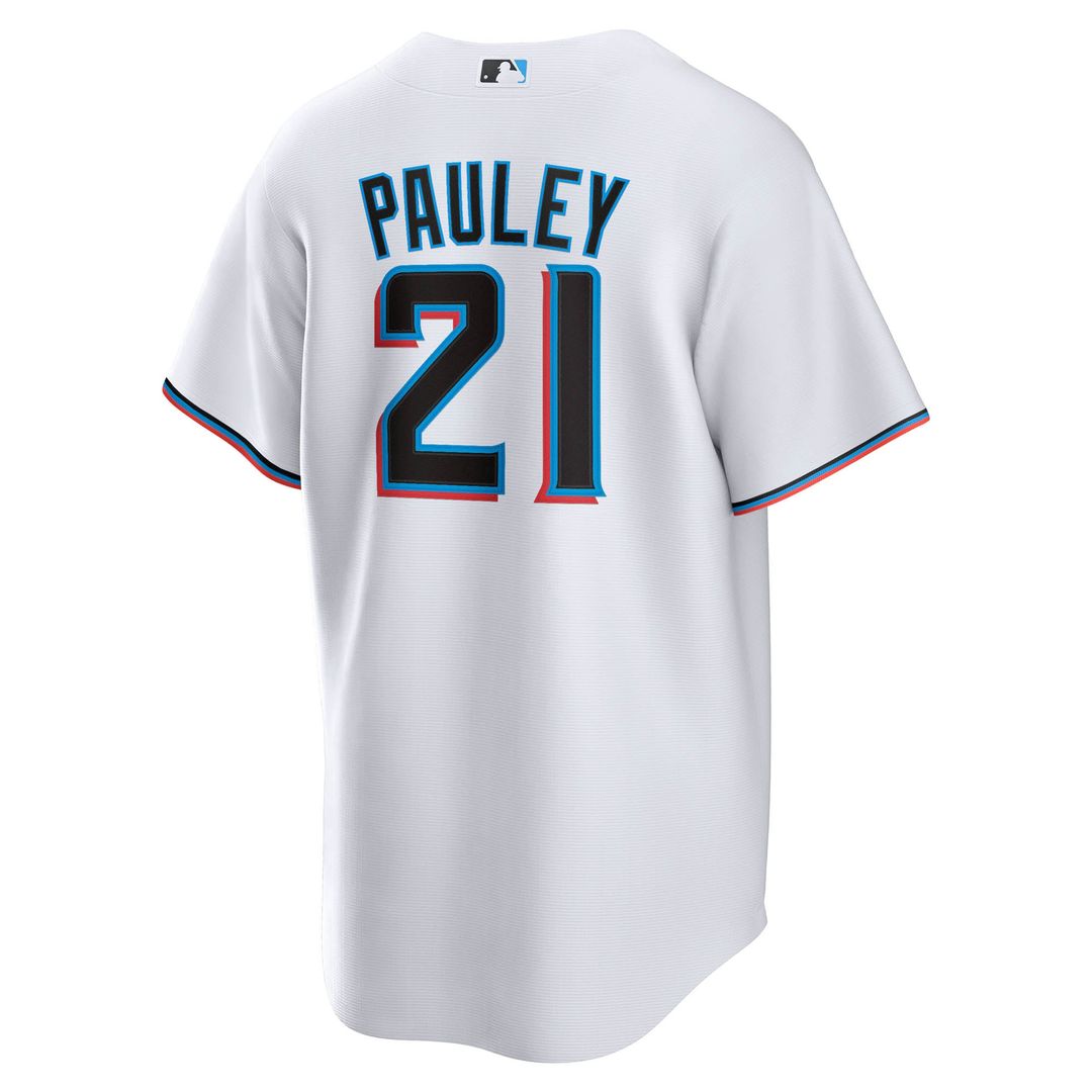 Miami Marlins Graham Pauley White Home Replica Baseball Jersey | MLB Baseball Jersey