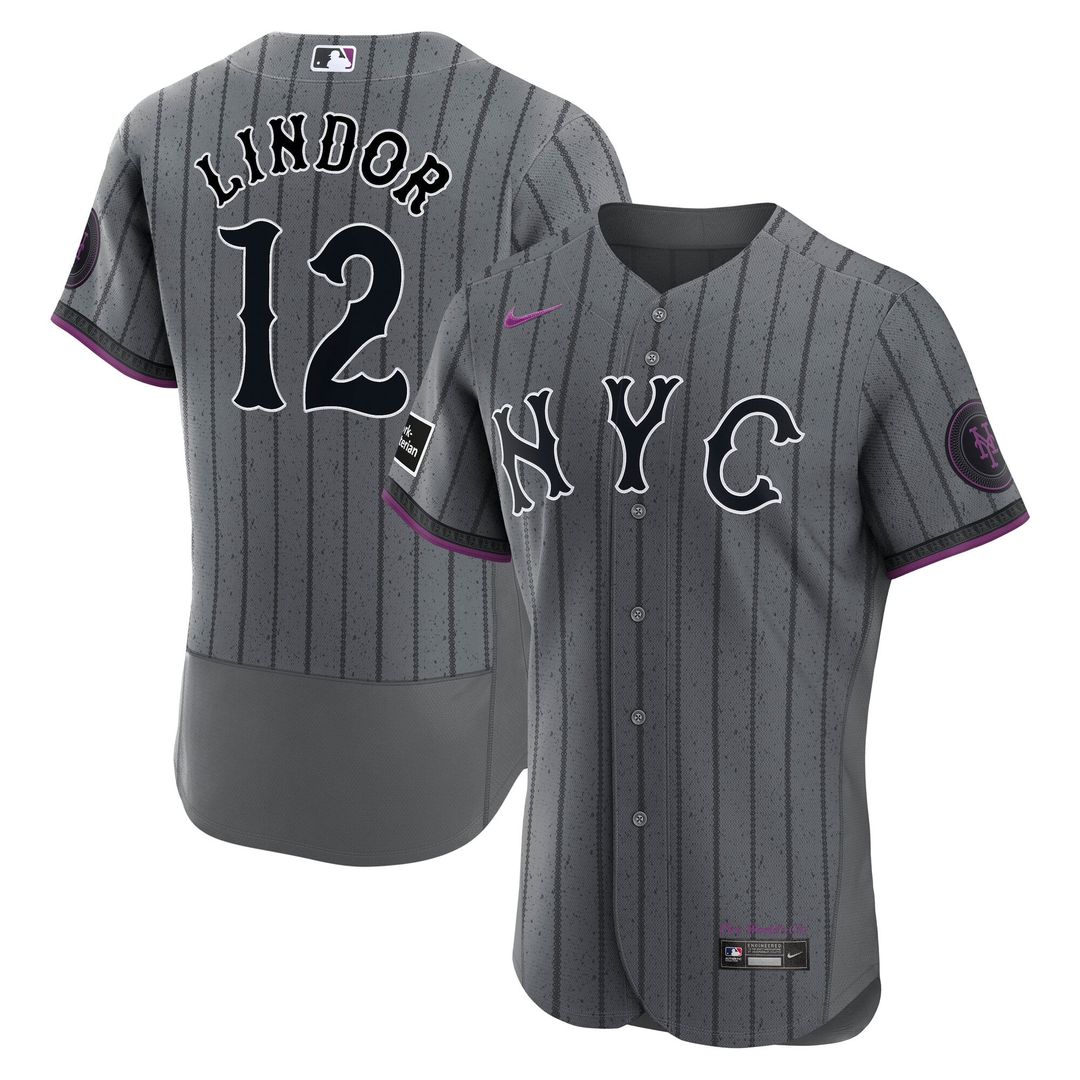 New York Mets Francisco Lindor Gray City Connect Authentic Sponsor Patch Baseball Jersey