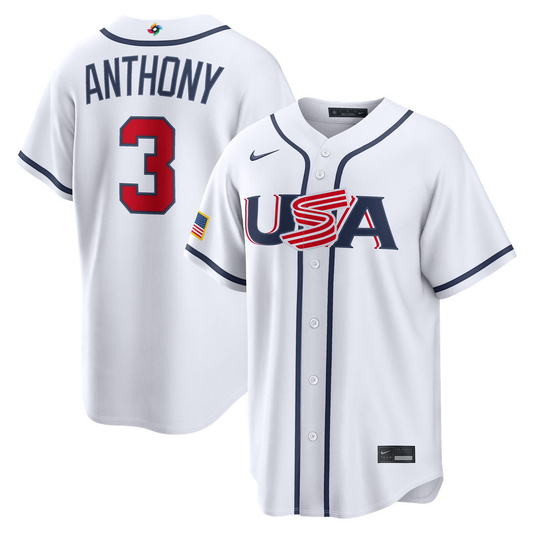 USA Baseball Roman Anthony White 2026 World Baseball Classic Home Stadium Baseball Jersey