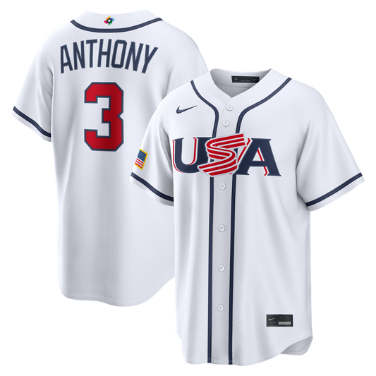 USA Baseball Roman Anthony White 2026 World Baseball Classic Home Stadium Baseball Jersey