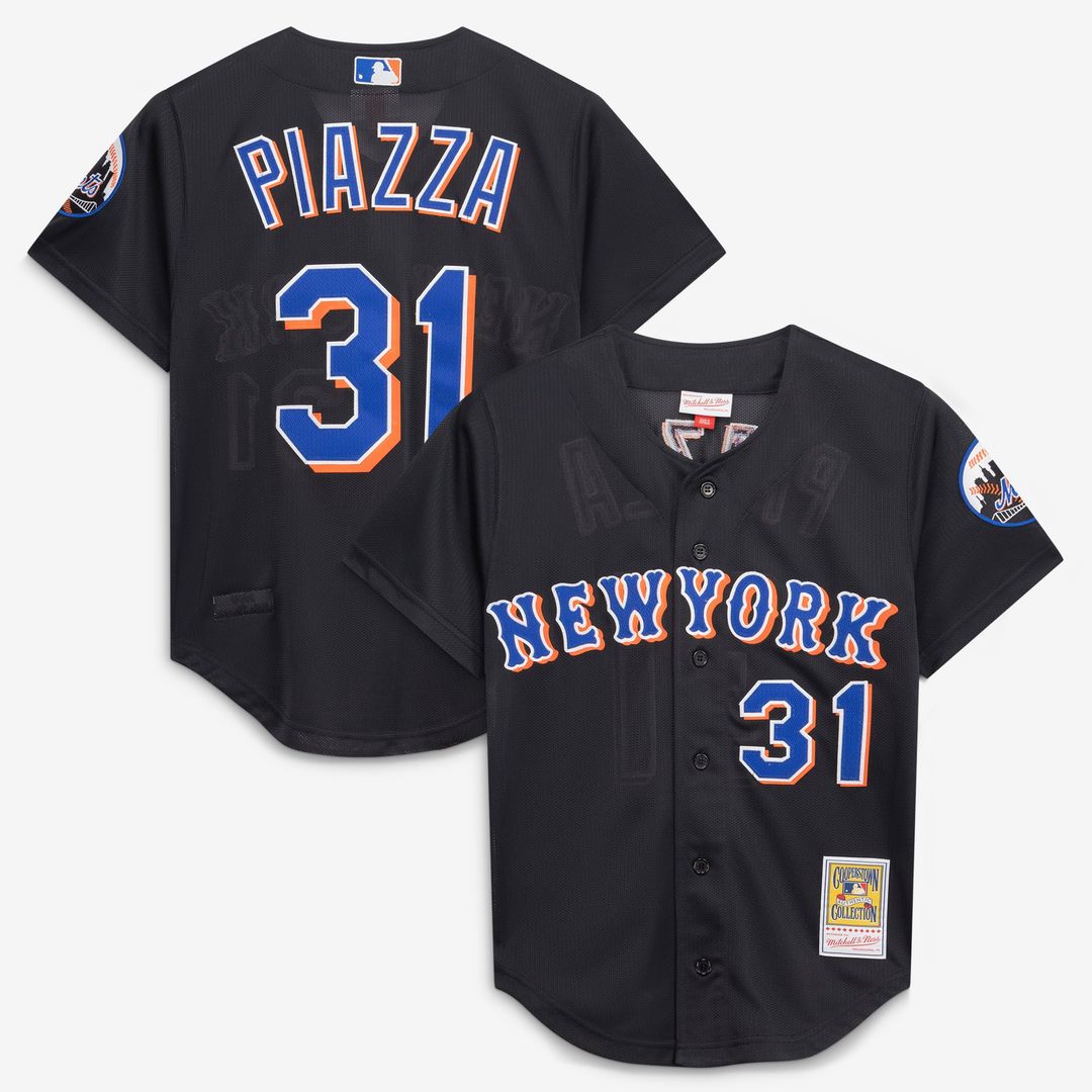 New York Mets Mike Piazza Black Cooperstown Collection 2000 Batting Practice Baseball Jersey