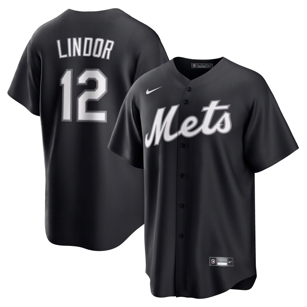 New York Mets Francisco Lindor Black Replica Baseball Jersey | MLB Baseball Jersey