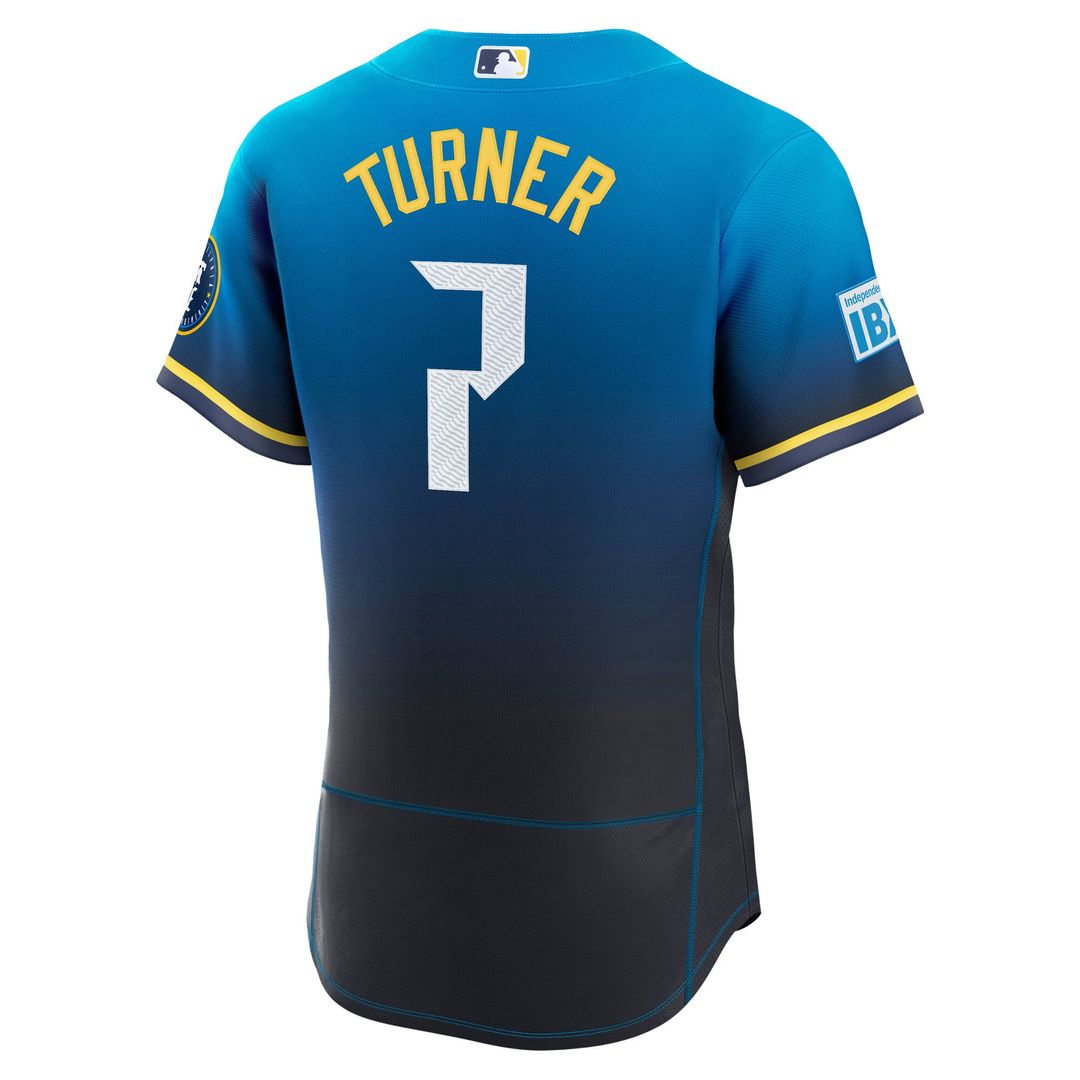Philadelphia Phillies Trea Turner Navy City Connect Authentic Sponsor Patch Baseball Jersey | MLB Baseball Jersey