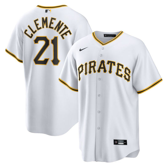 Pittsburgh Pirates Roberto Clemente White Home Replica Player Name Baseball Jersey