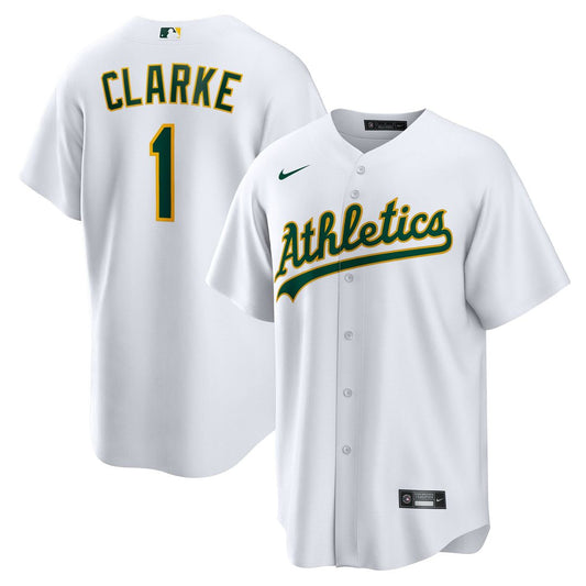Athletics Denzel Clarke White Home Replica Baseball Jersey