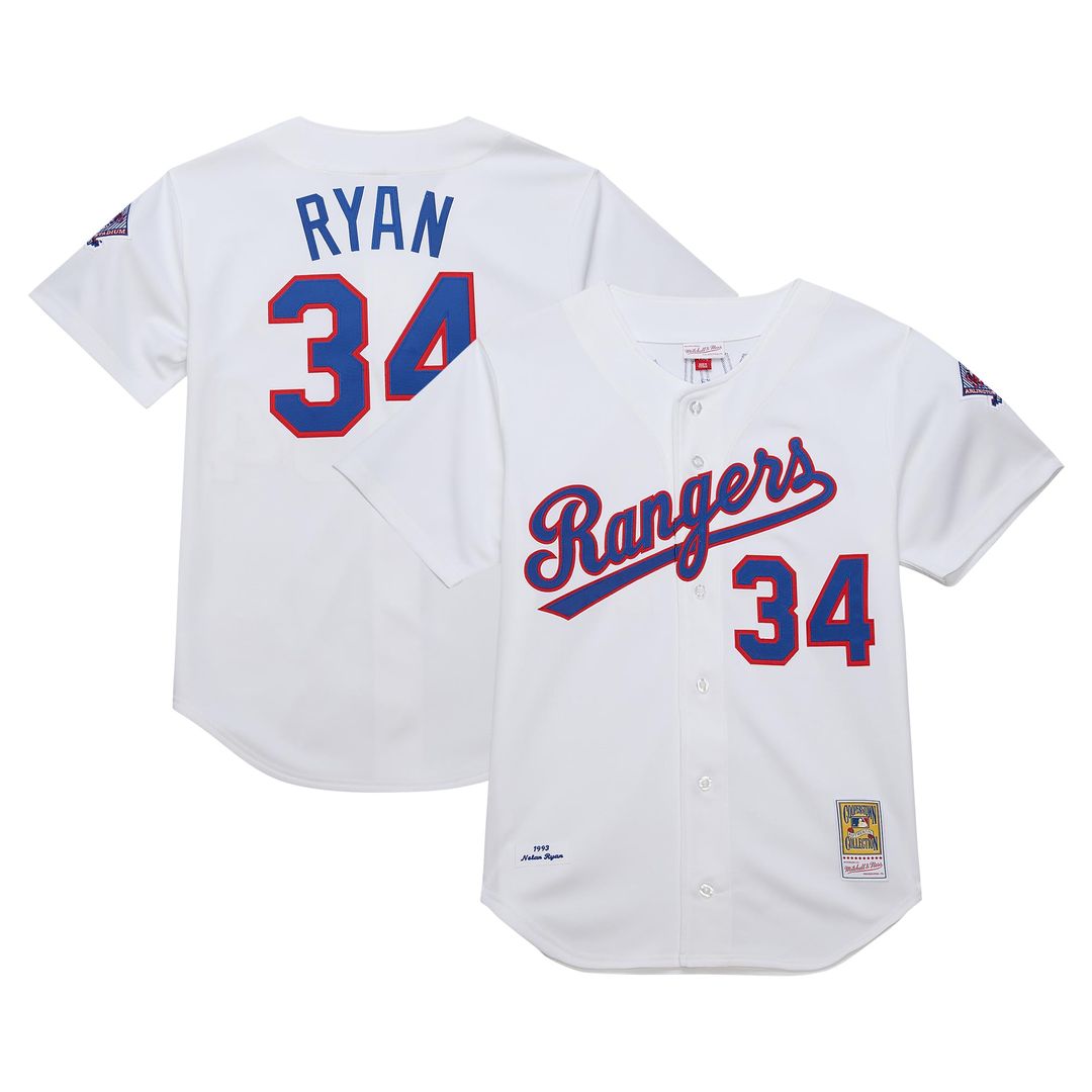 Texas Rangers Nolan Ryan White 1993 Cooperstown Collection Authentic Baseball Jersey