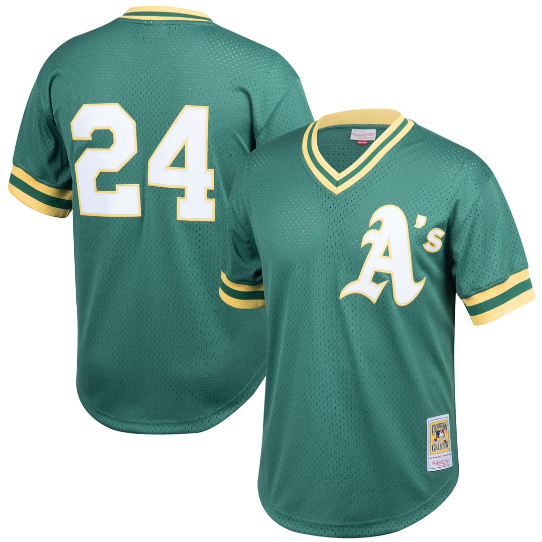 Athletics Rickey Henderson Green Cooperstown Collection Big & Tall Mesh Batting Practice Baseball Jersey