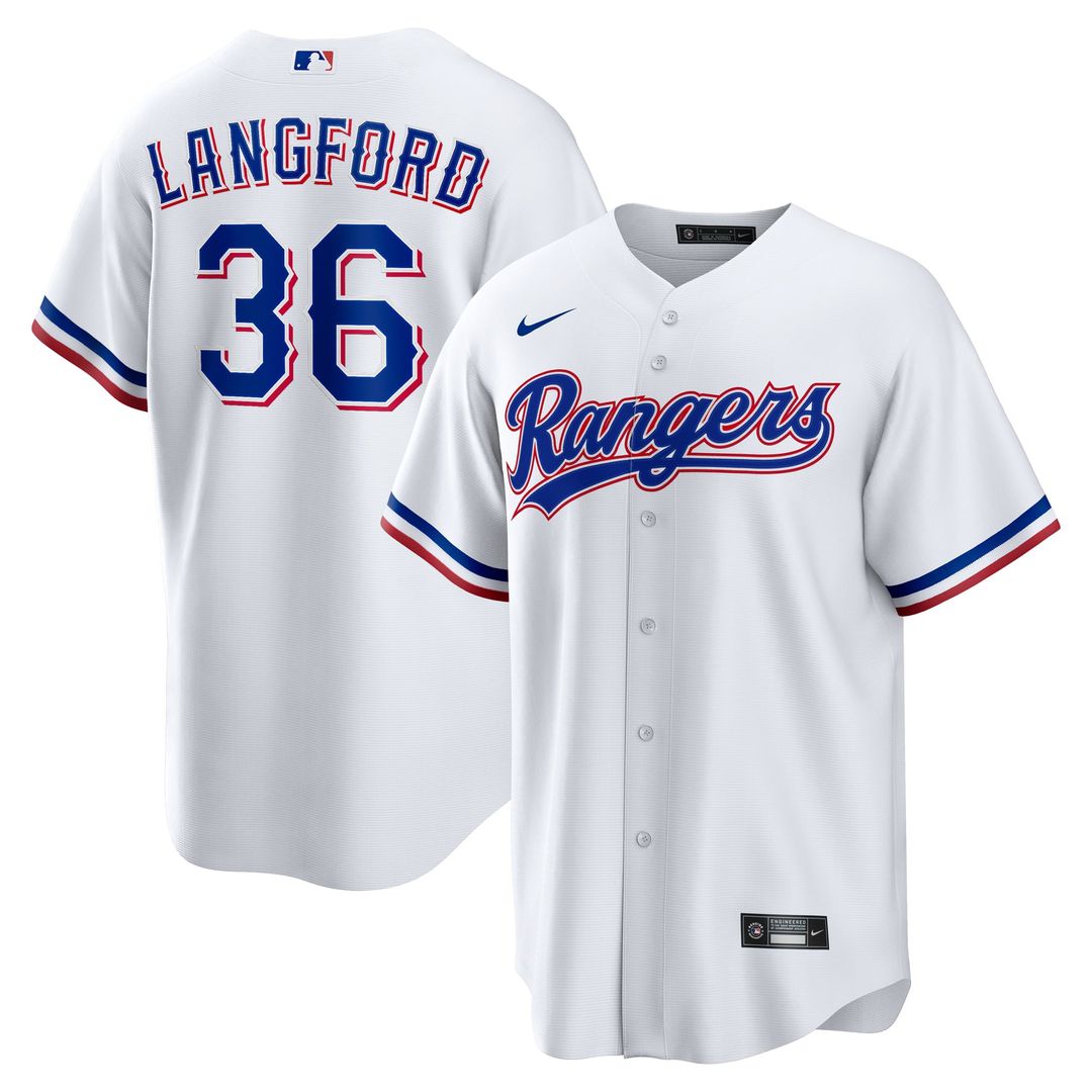 Texas Rangers Wyatt Langford White Home Replica Baseball Jersey