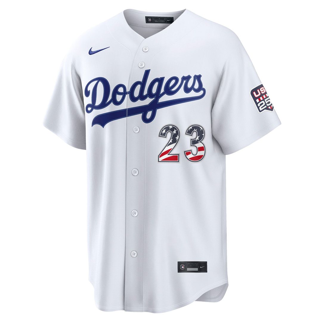 Fourth of July Men's Los Angeles Dodgers Kyle Tucker White USA 250 Stadium Baseball Jersey | MLB Baseball Jersey