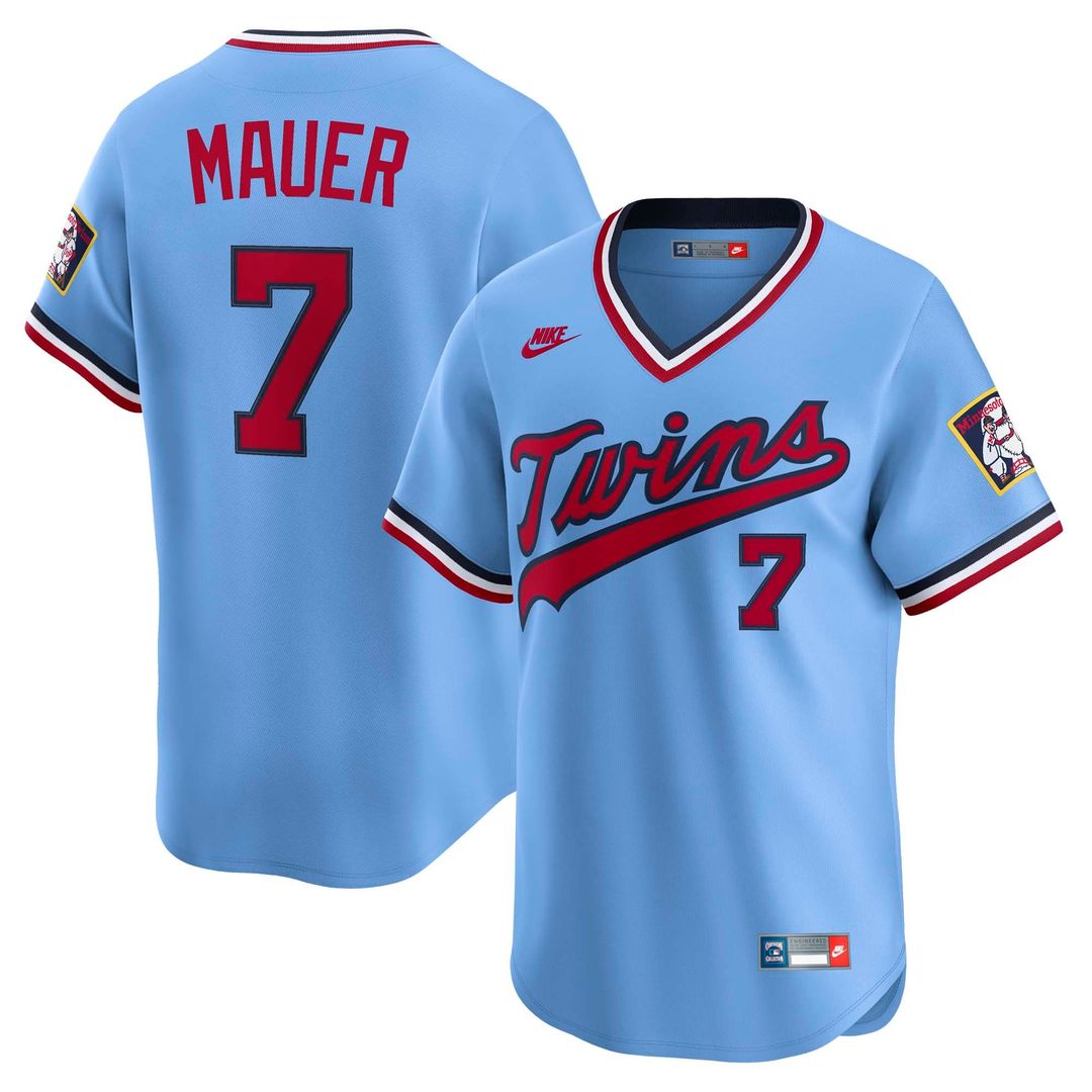 Minnesota Twins Joe Mauer Light Blue Throwback Cooperstown Collection Limited Baseball Jersey