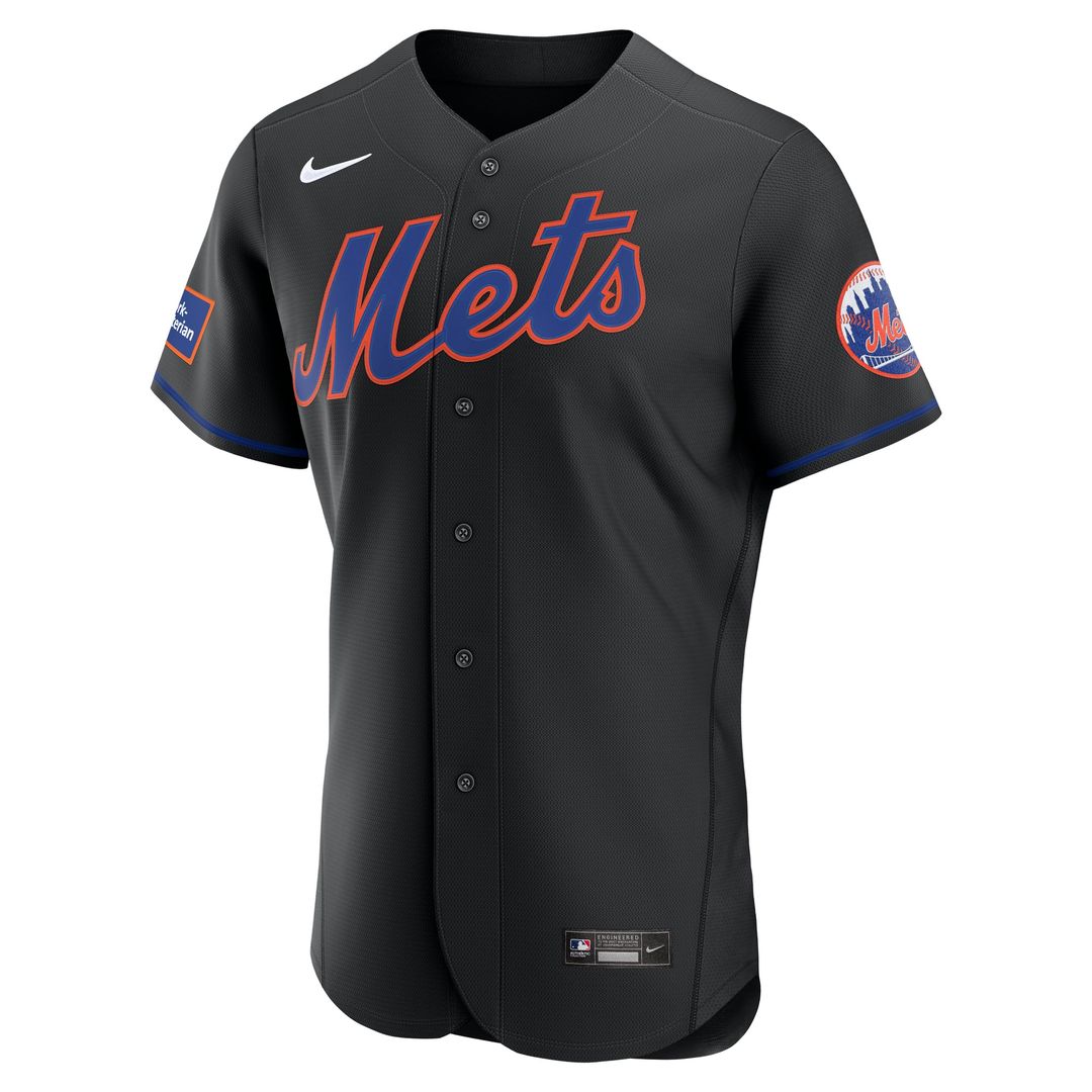 New York Mets Black Alternate Sponsor Patch Authentic Baseball Jersey | MLB Baseball Jersey