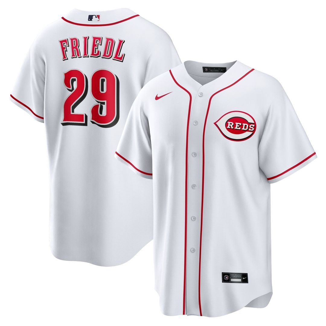 Cincinnati Reds TJ Friedl White Home Replica Baseball Jersey