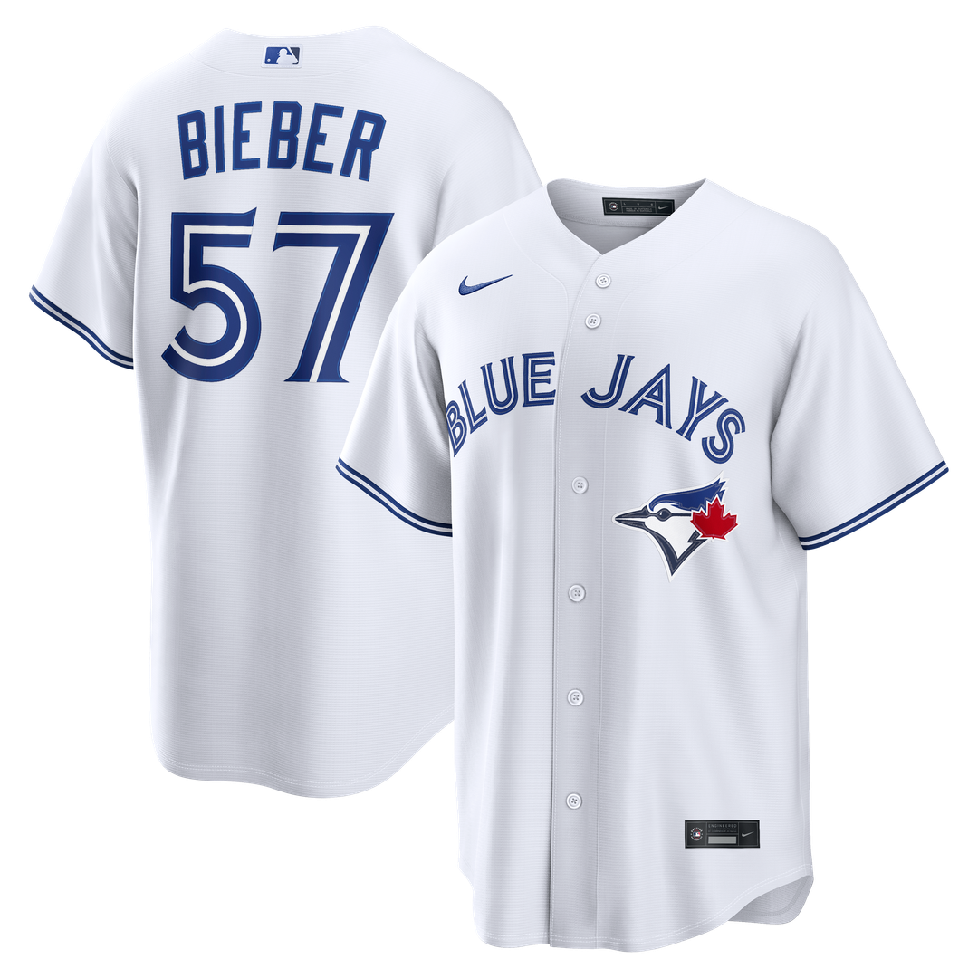 Toronto Blue Jays Shane Bieber White Home Replica Baseball Jersey