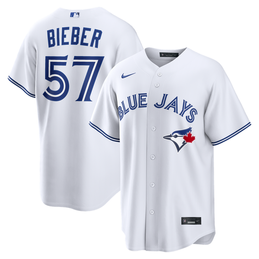 Toronto Blue Jays Shane Bieber White Home Replica Baseball Jersey