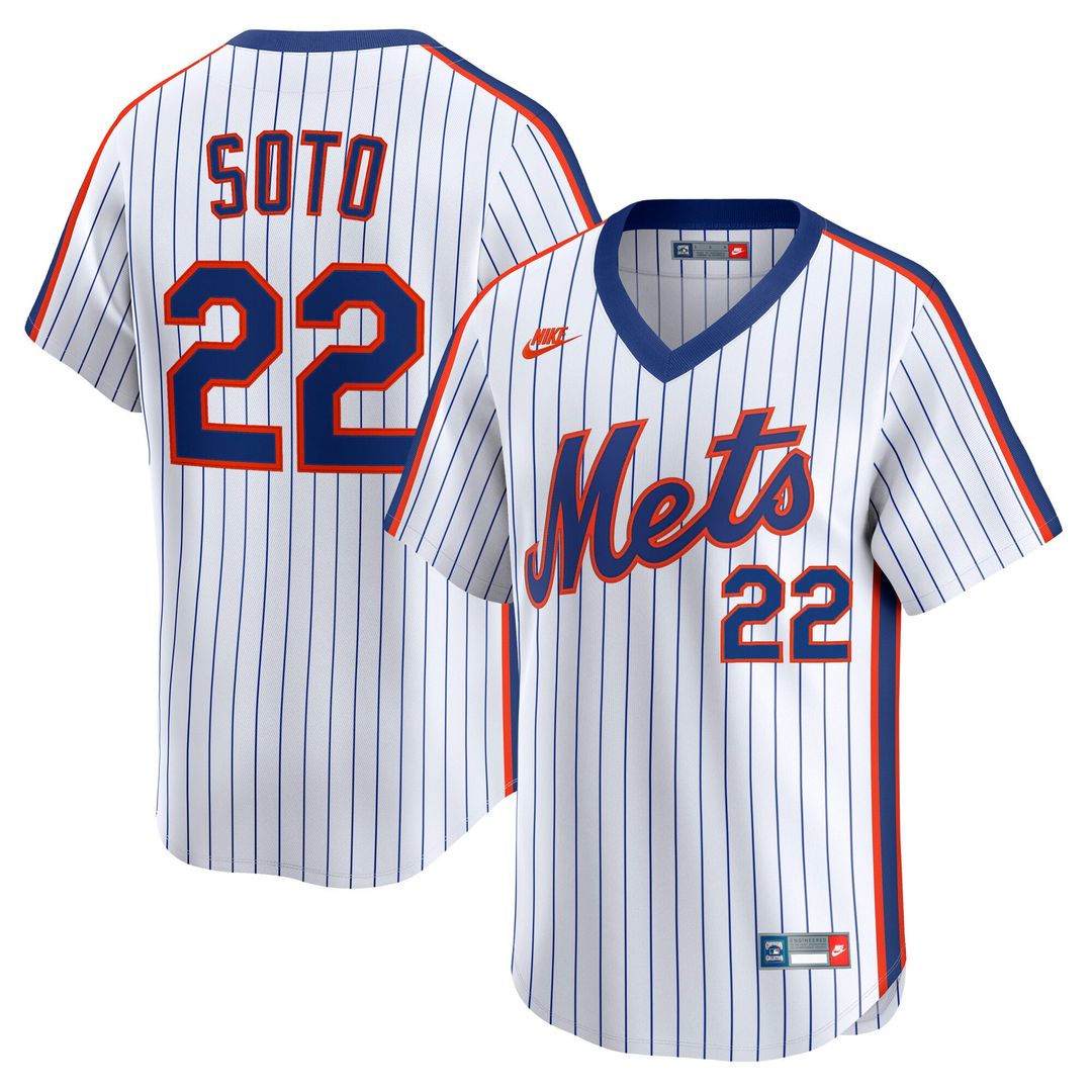 New York Mets Juan Soto White Cooperstown Collection Limited 40th Anniversary Baseball Jersey