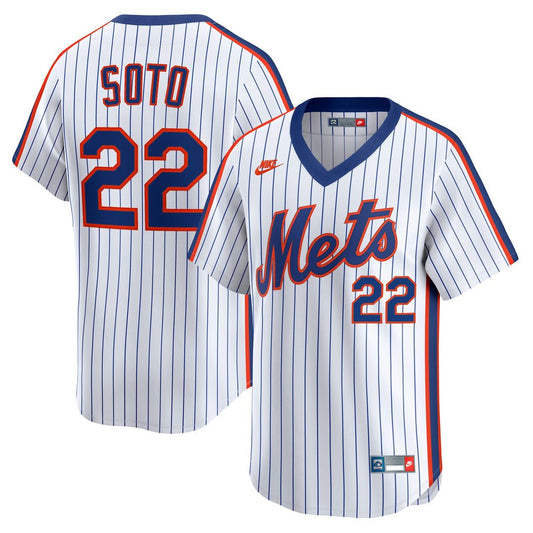 New York Mets Juan Soto White Cooperstown Collection Limited 40th Anniversary Baseball Jersey