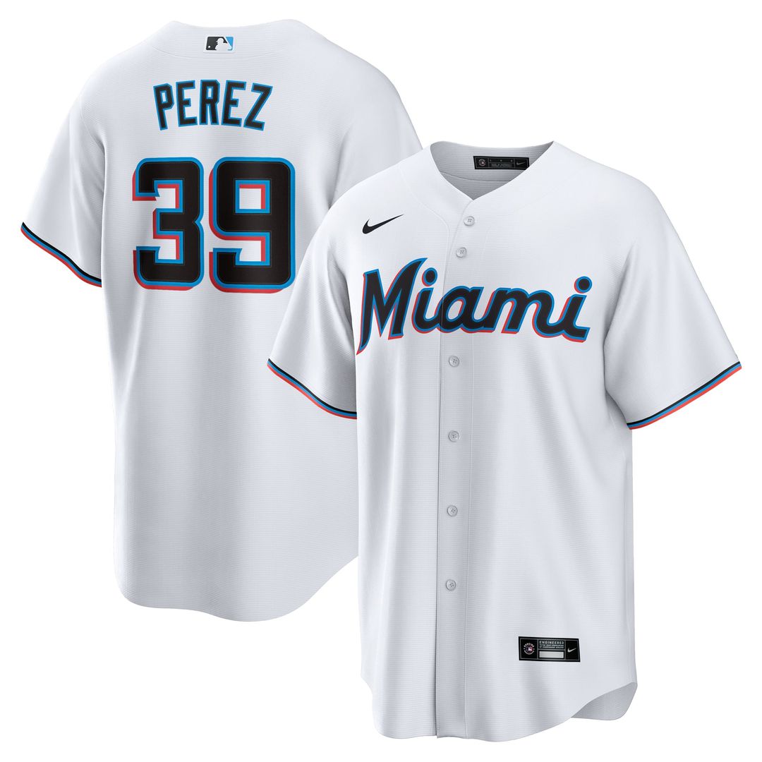 Miami Marlins Eury Perez White Home Replica Baseball Jersey