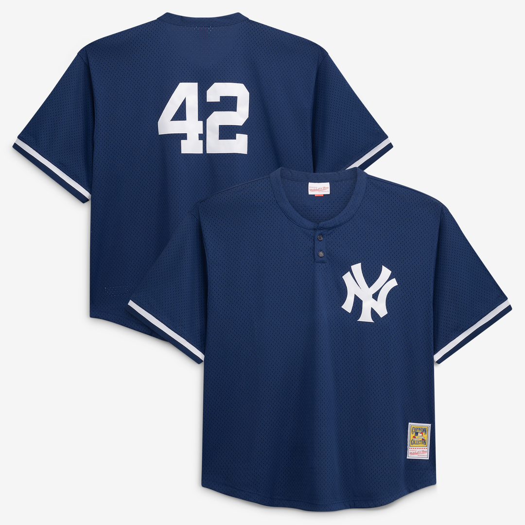 New York Yankees Mariano Rivera Navy Cooperstown Collection Big & Tall Mesh Batting Practice Baseball Jersey