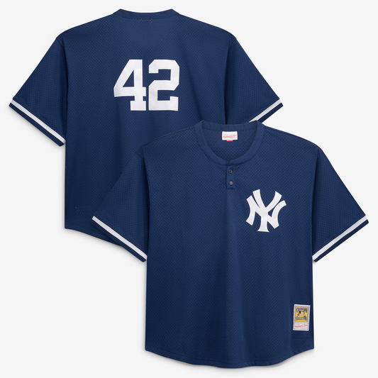 New York Yankees Mariano Rivera Navy Cooperstown Collection Big & Tall Mesh Batting Practice Baseball Jersey