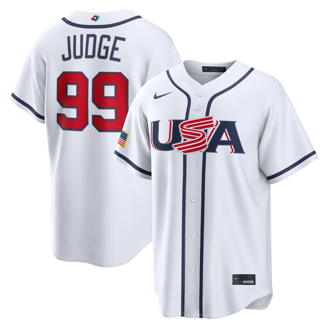 USA Baseball Aaron Judge White 2026 World Baseball Classic Home Stadium Baseball Jersey